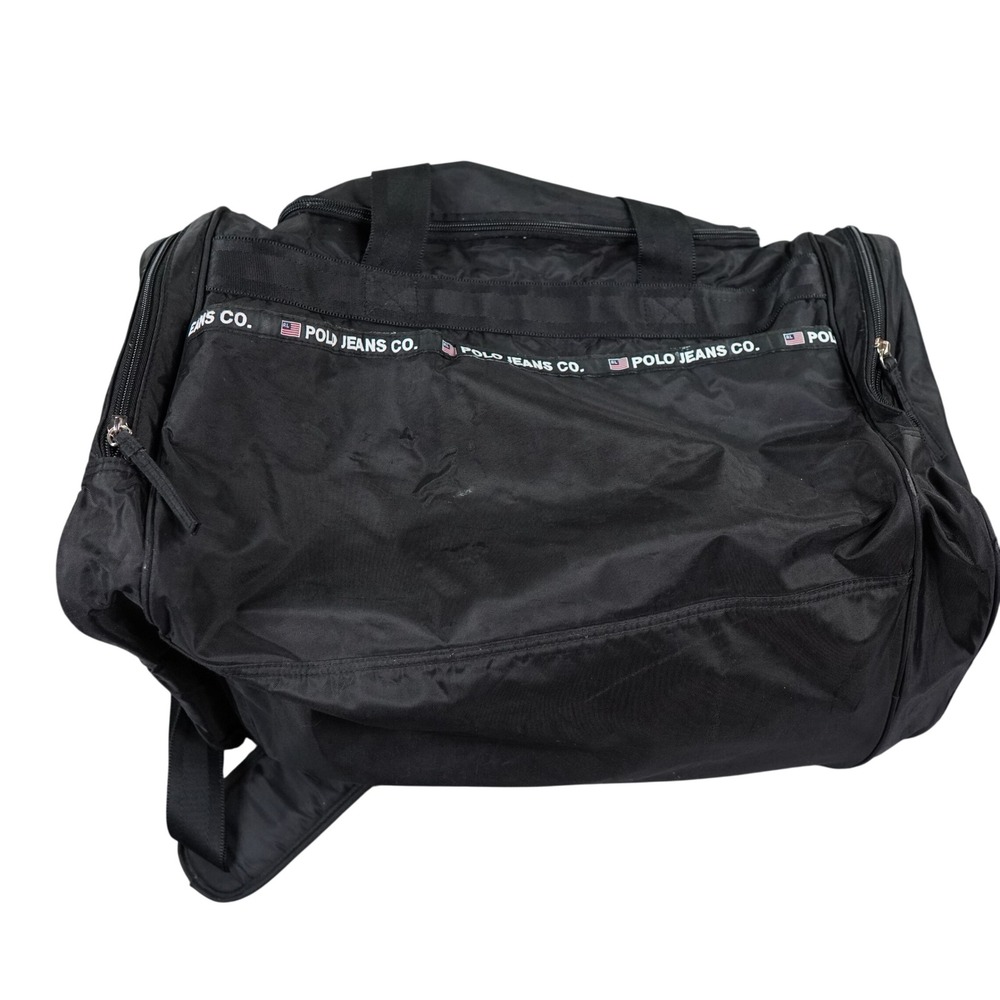 Polo Jeans Co Ralph Lauren Duffel Bag Men Large Black Nylon Logo Travel Bag Y2K